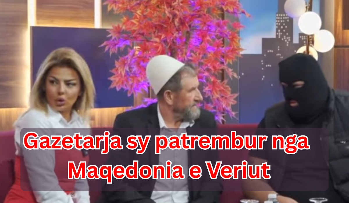 SHOKUESE: Gazetarja shqiptare i hedh gotën në fytyrë një personi të maskuar në studio – video që po bën xhiron e rrjetit